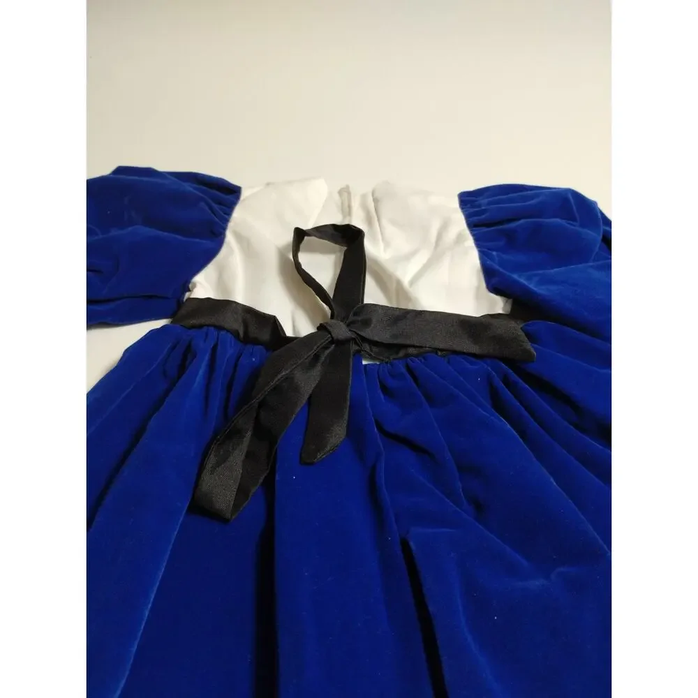 Vintage Dark Blue Velvet Doll Dress 13